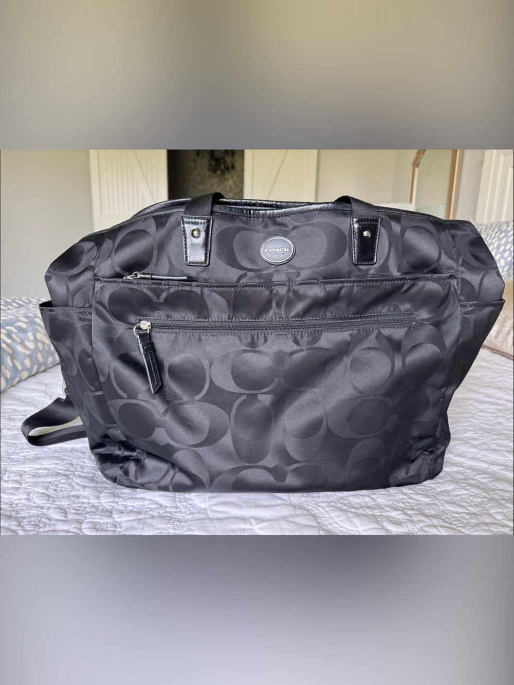Coach Black Signature Nylon Duffel Bag